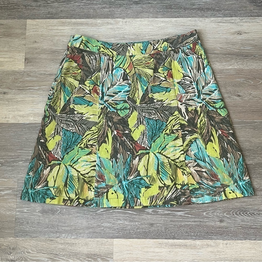 Nwt Christopher & Banks Linen Blend Tropical Print Side Zip Skirt, 12 Petite. — image 3 of 8